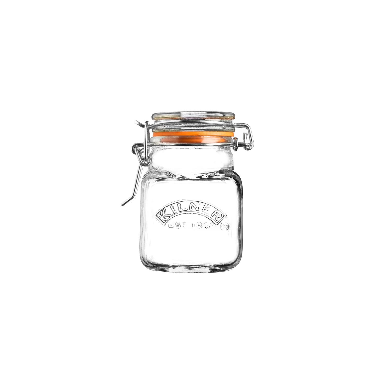 Kilner Square Clip Top Spice Jar 70ml (0.07L) Airtight Glass Jar for Storing Herbs and Spices Space-Saving Pantry Solution