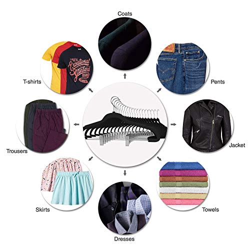 Premium Quality Velvet Clip Hangers (Set of 26) Ultra Thin No Slip Hangers Great for Skirts, Dresses, Suits, Shirts & More - Swivel Hooks, Stronger Than Standard Hangers - Space Saving Hangers - Black
