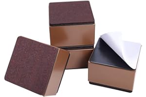 Ezprotekt 2 Inch Bed and Furniture Risers, Square Heavy Duty Solid Steel Self-Adhesive Sofa Table Couch Dresser Risers, Supports 20,000 lbs,Protect Wood and Carpet Floors from Scratch(Brown, 4 Pack)