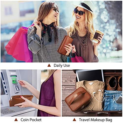 Makeup Bags ,Cosmetic Bag 3 Packs Travel Makeup Bag for Women Portable Makeup Bag Organizer Waterproof and Durable Makeup Bag for Purse with Gold Zipper PU Lather Brown 7 Makeup Bags ,Cosmetic Bag 3 Packs Travel Makeup Bag for Women Portable Makeup Bag Organizer Waterproof and Durable Makeup Bag for Purse with Gold Zipper PU Lather Brown