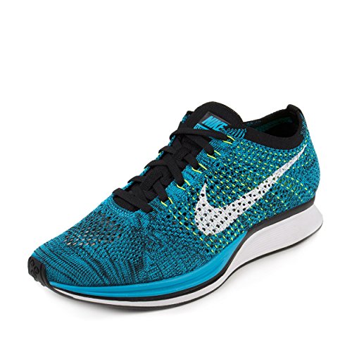 Nike Mens Flyknit Racer Blue Glow Black White Fabric Size