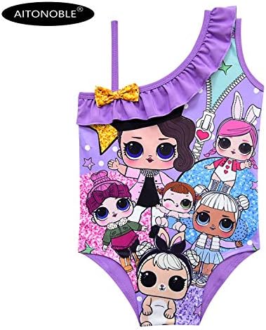 AITONOBLE LOL Swimwear Surprise Doll Cosplay Costume 1 Piece Grils Swimsuit Kids Summer Dress