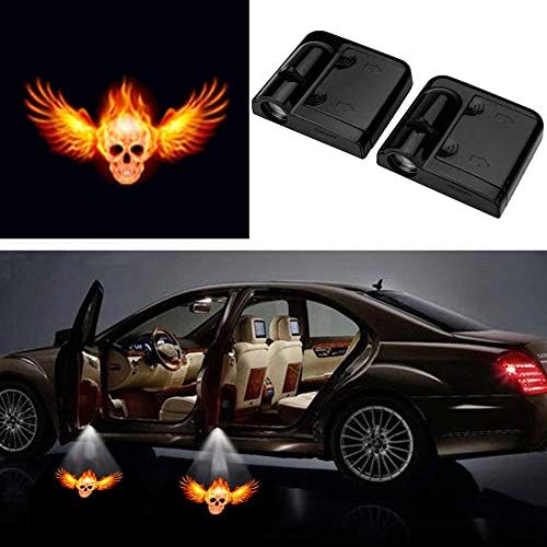 3D Ghost Shadow Emblems Wireless Door Logo Shadow Ghost Lights (2pcs) fit Ford Focus 2 Fiesta F150 Mondeo Transit Mustang etc (Angel Skull)