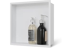MERRANOX 12" x 12" White Shower Niche, Stainless Steel Wall Niche, Recessed Shower Storage, No Tile Needed, Anti-Fingerprint & Easy Installation
