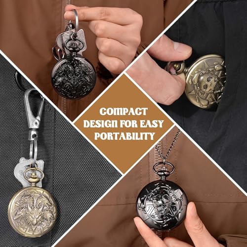 D&D Dice Set,7PCS Metal Dice for Dungeons and Dragons,Mini Dice Set with Pocket Watch Case,Role Playing Board Games Accessories (Dragon, Bronze)