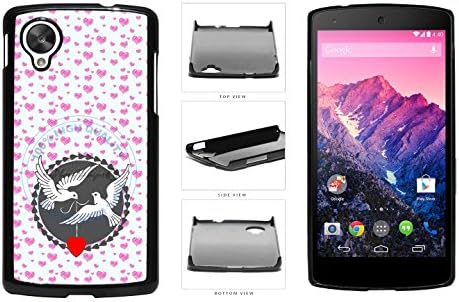 Peace Dove Holding Heart With Hearts Pattern Plastic Phone Case Back Cover For LG Google Nexus 5 D820 comes with Security Tag and myPhone Designs(TM) Cleaning Cloth
