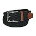 CTM Mens Elastic Silver Buckle with Tan Tabs Braided Stretch Belt, Medium, Black