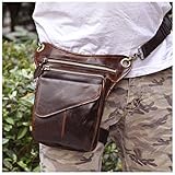 Le'aokuu Mens Genuine Leather Cycling Waist Hip Bum Pack Utility Drop Leg Cross Over Bag