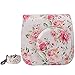 Elvam Camera Case Bag Purse Compatible with Fujifilm Mini 11/9/8 Instant Camera with Detachable Adjustable Strap - White Flower
