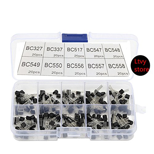 PNP NPN Transistors Kit, Ltvystore Silicon Power Transistor Assorted Assortment Box Set BC327, BC337, BC517, BC547, BC548, BC549, BC550, BC556, BC557, BC558,Pack of 300