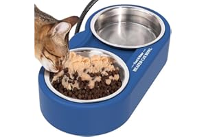 ROLIMATE Heated Water Bowl for Outdoor Cats, 2 Thermal Stainless Steel Heated Cat Bowl for Outside, Ice Free & BPA Free Heated Pet Bowl for Small Animals Squirrel Rabbits Chickens Bird Bath in Winter