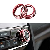 JKCOVER 2pcs Anodized Aluminum AC Climate Control Ring Knob Covers For 2016 2017 10th Gen Honda Civic - Red