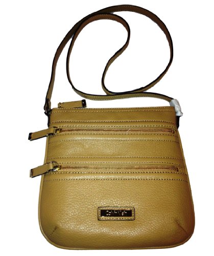 Calvin Klein Pebbled Leather Messenger Style Crossbody Bag, Camel