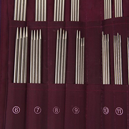 JOYOOO 104pcs Stainless Steel Straight Circular Knitting Needles Crochet Hook Weave in Different Sizes Set With Bag