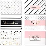 60 Pack Thank You Cards- Elegant Gold Foil Thank You Cards - Thank You Greeting Cards Embossed In Fancy Gold Letters - Baby Shower, Bridal, Wedding Thank You Cards- Include 60 Envelopes- 4 x 6 inches