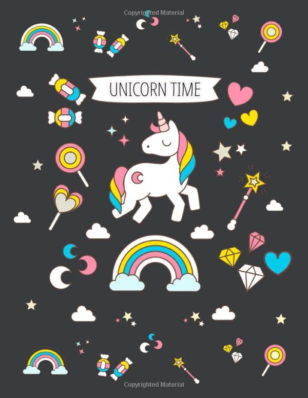 Unicorn Notebook Unicorn Time: Lined Notebook - Unicorn Time - black cover - 100 Pages (8.5 x 11 inches)