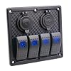 Switch-Panel-Napoo-Digital-Voltmeter-Double-USB-Power-Charger-Adapter-Waterproof-Auto-ATV-Marine-Boat-4-Gang-Circuit-Blue-LED-Rocker-Panel-Switch-For-Car-Boat-Marine