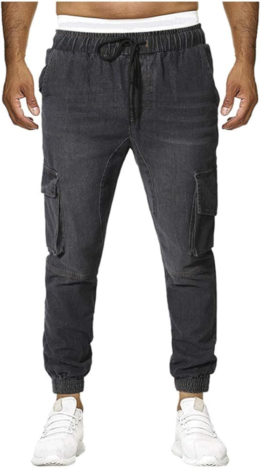 mens denim drawstring pants