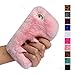 for iPhone 5 Case,5S Case,SE Cover, Fast Jewelry Luxury 3D Diamond Bling Crystal Warm Soft Hand Feeling Fur Hair Protective Back Cover - Pink
