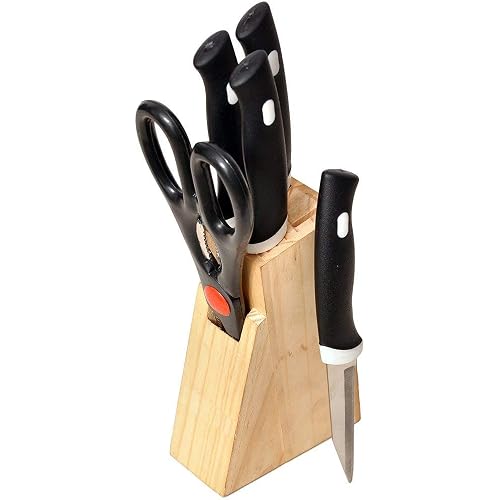 Kitchen Knife Set with Wooden Block, 5-Pieces