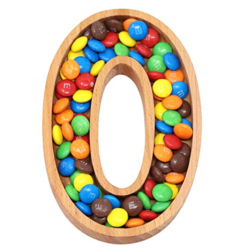 Wooden Number 0 Candy Dish, Monogram Nut Bowl, Snack, Cookie, Cracker Serving Plate, Decorative Display, Home Accessory, Unique Gift Idea, for Date, Baby Shower, Birthday Party, Small Size - Thumbnail 7