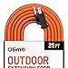 Otimo 25 Ft 16/3 SJTW Orange, Outdoor Extension Cord - 3 Prong Ground Plug, 13A 1625W, Water & Weather Resistant, Flame Retardant