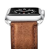 Apple Watch Band, Benuo [Vintage Series] Premium Genuine Leather Strap, Classic Bracelet Replacement with Secure Metal Clasp Buckle, Adapters for iWatch Series 2/Series 1/Edition/Sport 38mm (Brown)