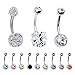 BodyJ4You 12PCS Belly Button Ring Set CZ Crystal Stainless Steel Navel Bar Body Piercing Value Pack