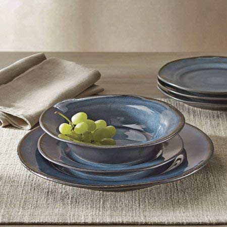 12-Piece Bramley Crackle Glaze Dinnerware Set, Blue