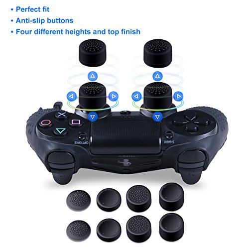 Skin for PS4 Controller - Silicone Covers for DualShock 4 - Anti-slip Protector with Hand Strap Case Set for Sony PS4, PS4 Slim, PS4 Pro 2 Controller Skin with 8 Thumb Grips - Thumbnail 3