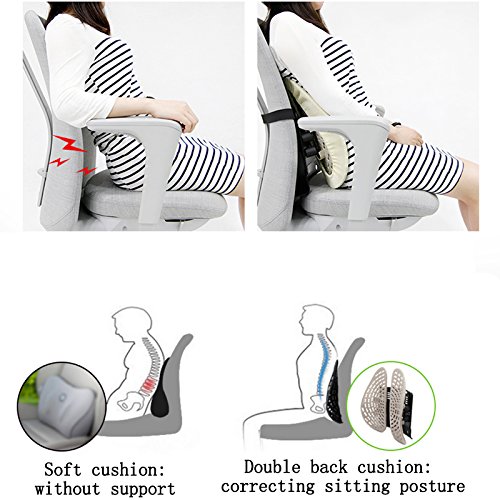 ZZ Lighting Breathable Ergonomic Backrest Lumbar Support for Lower Back Pain Relief Ideal for Car & Office Chair, Beige - Thumbnail 2