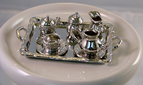 Miniature Dollhouse Vintage Silver 8 piece Tea or Coffee Set