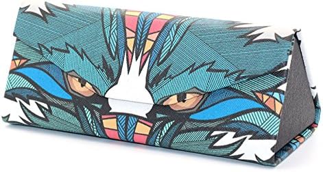 HDRWOE Triangle Foldable Cartoon Animal Personalise Graffiti EyeGlasses Case Blue Wolf