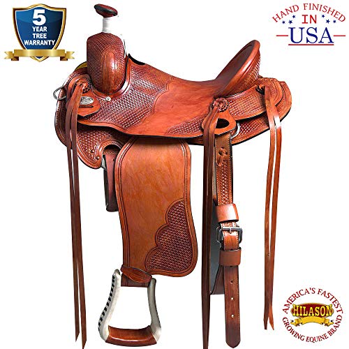 HILASON 15″ Western Leather Big Cowboy Roping Saddle Mahogany