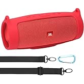 co2CREA Silicone Travel Case Replacement for JBL Charge 4 Waterproof Bluetooth Speaker (Red Case)