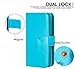 idudu iPhone 6 Plus/iPhone 6S Plus Case, Luxury PU Leather Wallet Flip Cover Case with Credit Card Holder Built-in 9 Card Slots & Wrist Strap for iPhone 6 Plus/iPhone 6S Plus (light blue)