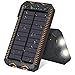 TRONOE Solar Charger,12000mAh Portable Charging Case External Backup Battery Pack Dual USB Solar Phone Charger with 2LED Light Carabiner for Your Smartphones and More (Orange)