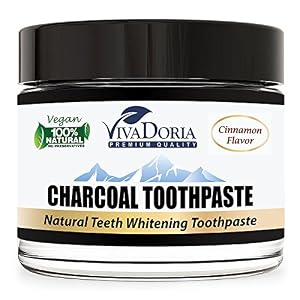 Image of Viva Doria Activated Charcoal Natural Teeth Whitening Toothpaste - Cinnamon, 3 oz glass jar