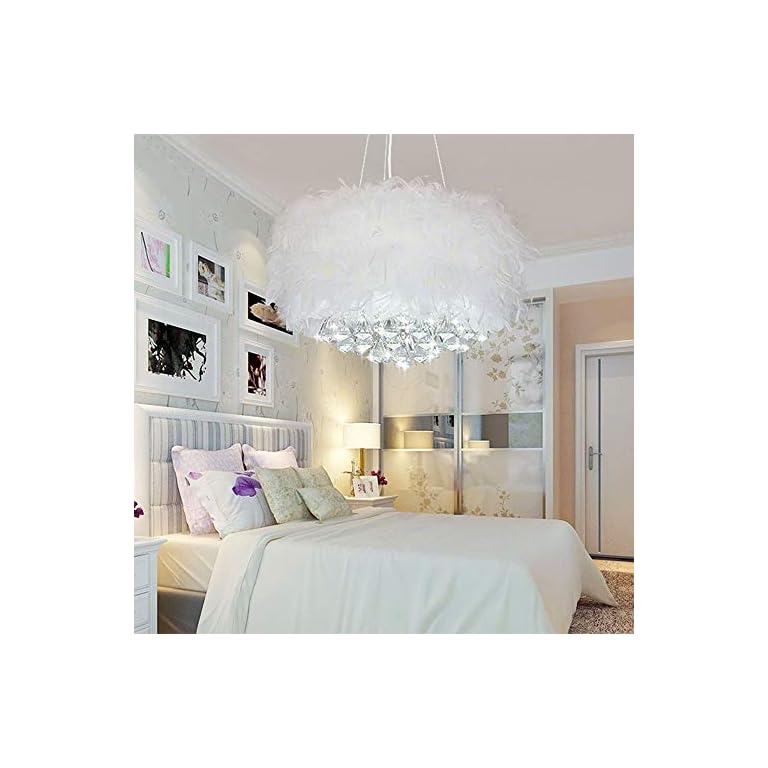 Comprar KESAI HomeDeco Moderna arañas Luces Colgantes, Plumas Blancas y