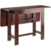 Furnifact Walnut Folding Dining Table &ndash; Compact Drop Leaf Table &ndash; Space-Saving Rectangular Kitchen and Dining Room Table for Small Homes, RVs, and Apartments