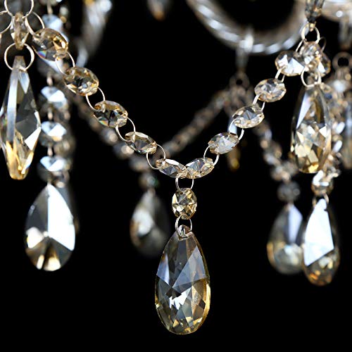 TryE 10 Arm Chandelier K9 Crystal Glass Ceiling Light E12 Pendant Lamp Cognac Color for Living Room Bedroom Hallway Entry - Thumbnail 3