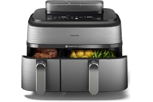 Philips 5000 Series 9.6qt (9L) Dual Basket All-in-One Air Fryer & Steam Cooker – 19 in One Cooking Functions, RapidAir Plus +