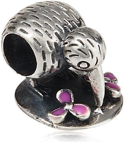 ARTCHARM Flamingo Dangle Animal Charm 925 Sterling Silver CZ Stone Beads Pendant Charm 3mm Snake Chain Bracelets