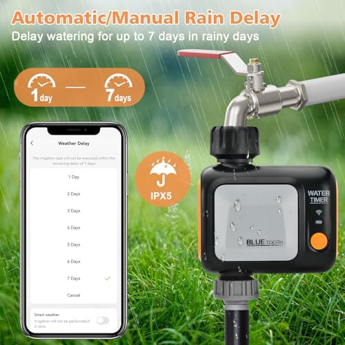 Johgee WiFi Watering Timer, Automatic Watering Timer with WiFi Hub, APP and Voice Control, Programmable Irrigation Timer and Remote Watering for Garden, Lawn