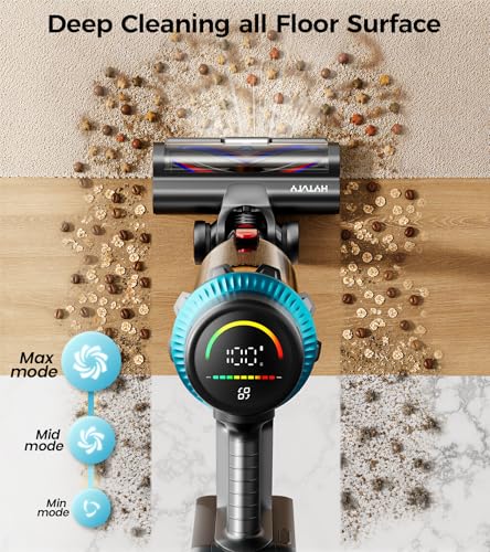 Cordless Vacuum Cleaner, 650W 55Kpa 70 Mins Cordless Stick Vacuum, Self-Standing Wireless Vacuum with Touch Screen, Anti-Tangle Vacuum Cordless, Rechargeable Vacuum Cleaners for Home/Pet Hair/Carpet