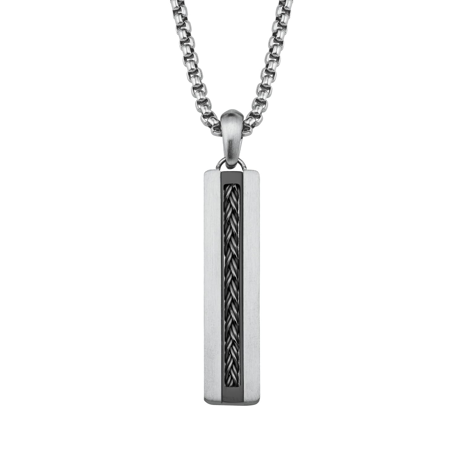 s.Oliver Chain with pendant Men Sets, 50+3 cm, Black, Comes in jewelry gift box, 2027423