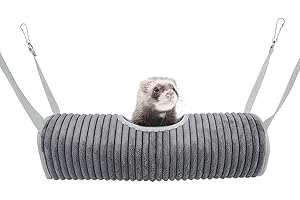 WOLEDOE Ferret Tunnel Hanging Hammock Bed, Small Animal Rats Squirrel Toy - Grey