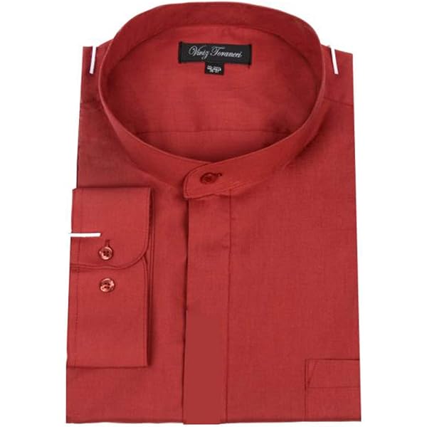 Viviz Forancci Men's Banded Collar Dress Shirt - Regular Fit, Long Sleeve, Solid Color - View #6