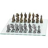 Medieval Themed Chess Set with Gold and Silver Chessmen