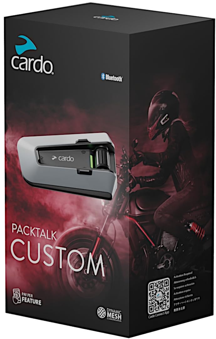 Cardo Packtalk Custom - The Upgradable Mesh Motorcycle Communication System (Single Pack)